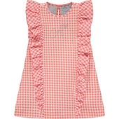 A'Dee Girls Coral Gingham Jersey Dress